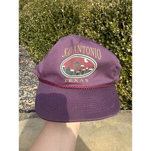 Vintage 90s SAN ANTONIO TEXAS Snap Back TRUCKERS HAT Burgundy One Size